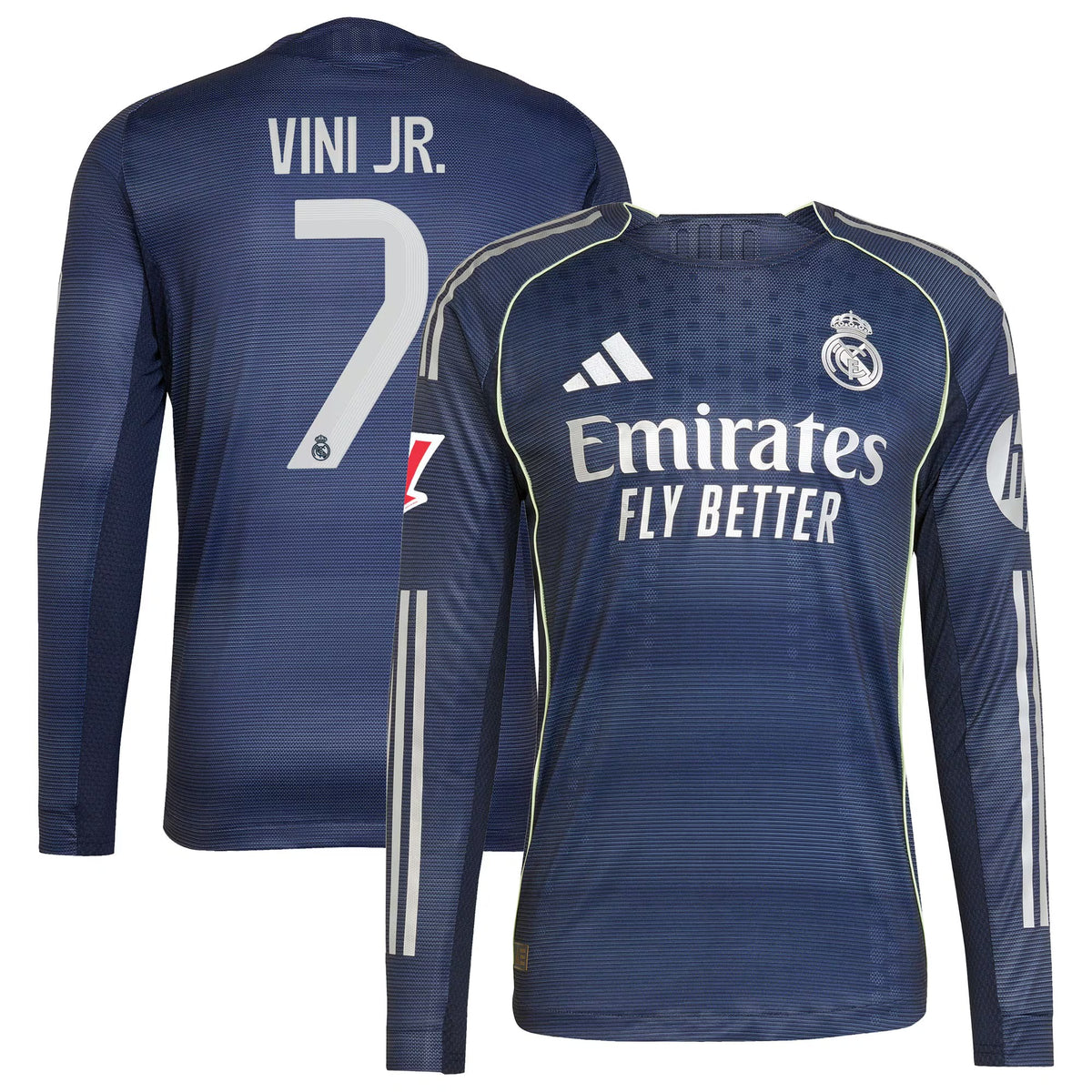Vini Jr. Real Madrid adidas 2025/26 Away Long Sleeve Player Jersey - Blue