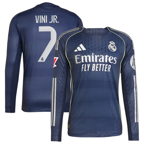 Vini Jr. Real Madrid adidas 2025/26 Away Long Sleeve Player Jersey - Blue