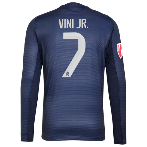 Vini Jr. Real Madrid adidas 2025/26 Away Long Sleeve Player Jersey - Blue