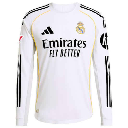 Vini Jr. Real Madrid adidas 2025/26 Home Long Sleeve Jersey - White