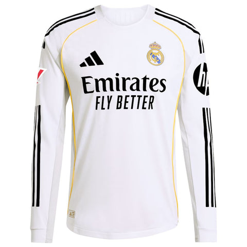 Vini Jr. Real Madrid adidas 2025/26 Home Long Sleeve Jersey - White