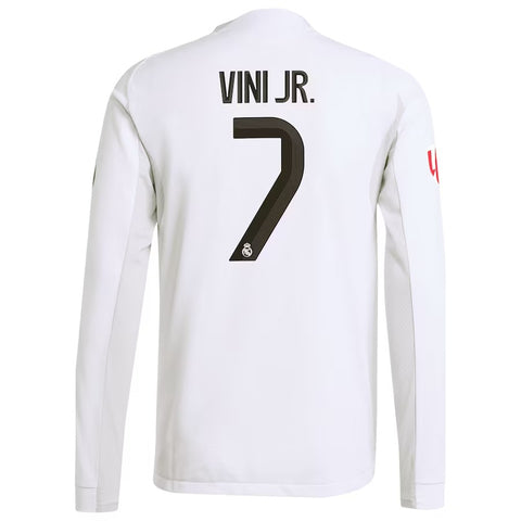 Vini Jr. Real Madrid adidas 2025/26 Home Long Sleeve Jersey - White