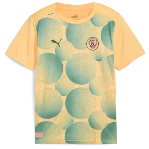 Manchester City PUMA Prematch Short Sleeve Jersey - Flax - Kids