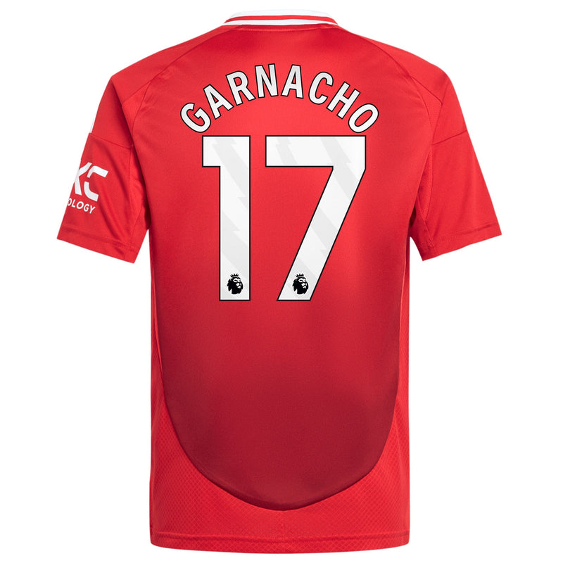 Manchester United adidas Home Shirt 2024-25 - Kids with Garnacho 17 printing