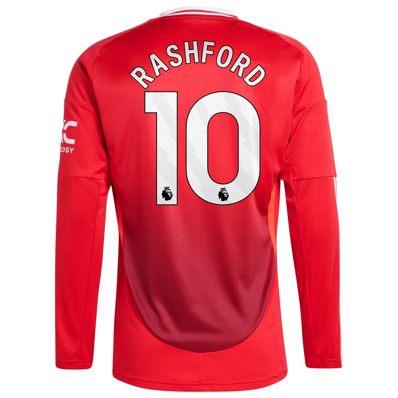 Manchester United adidas Home Shirt 2024-25 - Long Sleeve with Rashford 10 printing