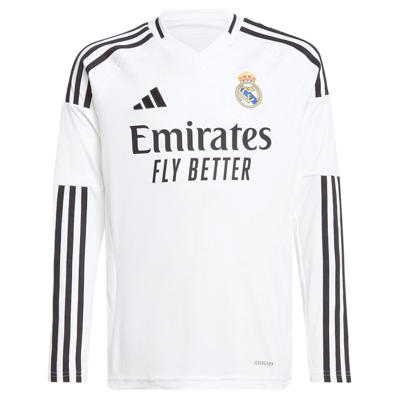 Real Madrid adidas Home Shirt 2024-25 - Kids - Long Sleeve with Mbappé 9 printing