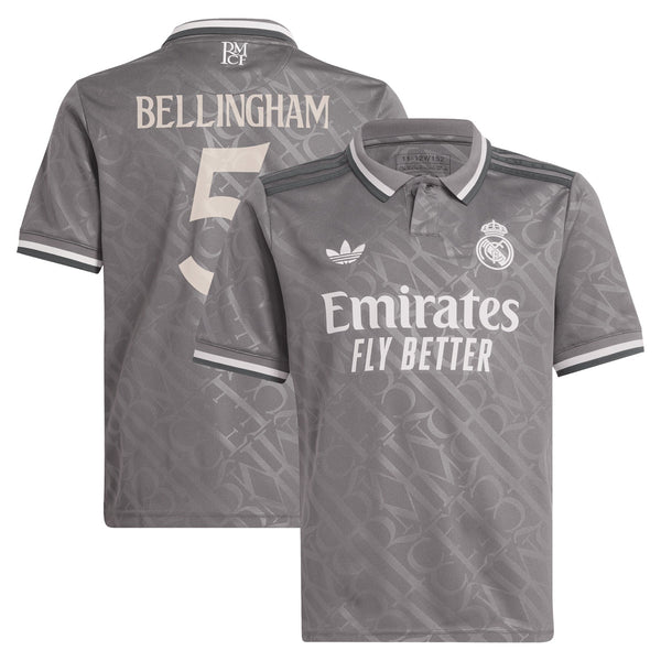 Real Madrid adidas Third Shirt 2024-25 - Kids with Bellingham 5 printing